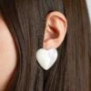 Pearl Heart Silver Earrings