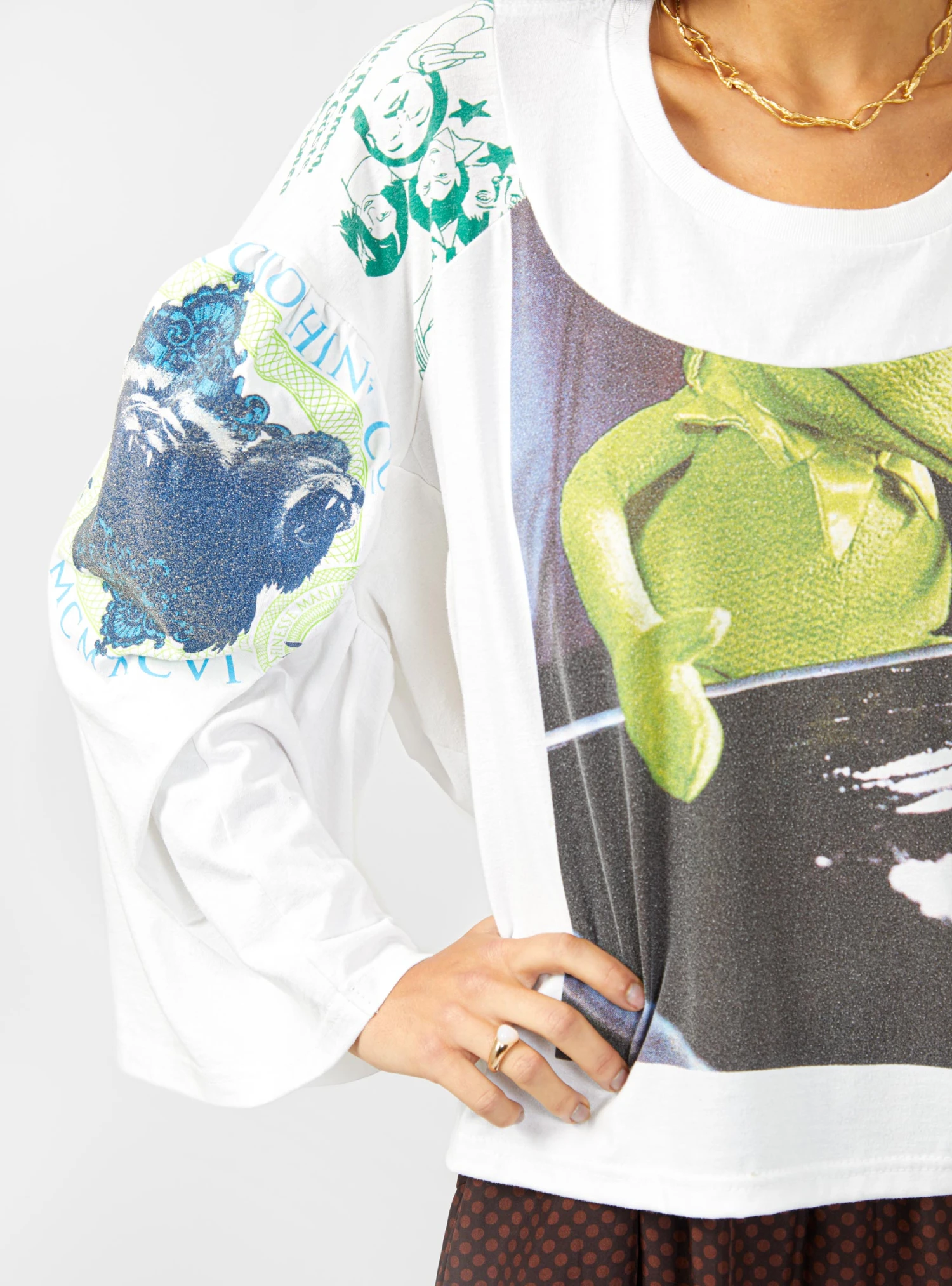 Upcycle Kermit T-shirt White - Image 4
