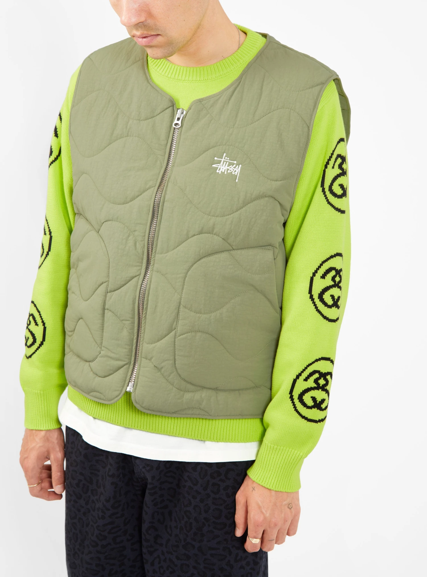 Stüssy Recycled Nylon Liner Vest Coyote Beige - Image 4