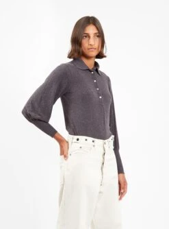 Bellerose Vidou Knit Polo Top Grey