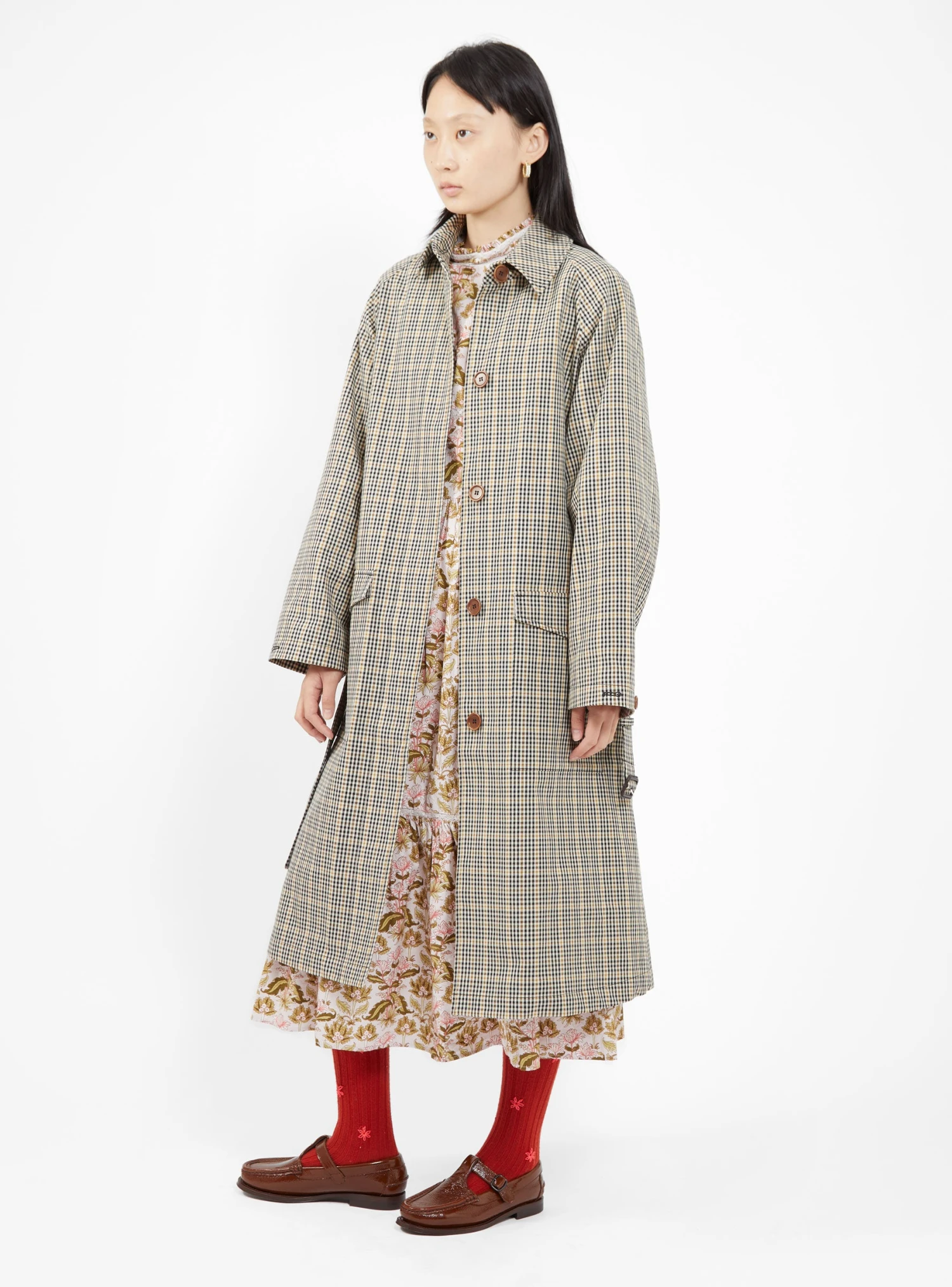 Weather Trench Coat Beige Checks - Image 3