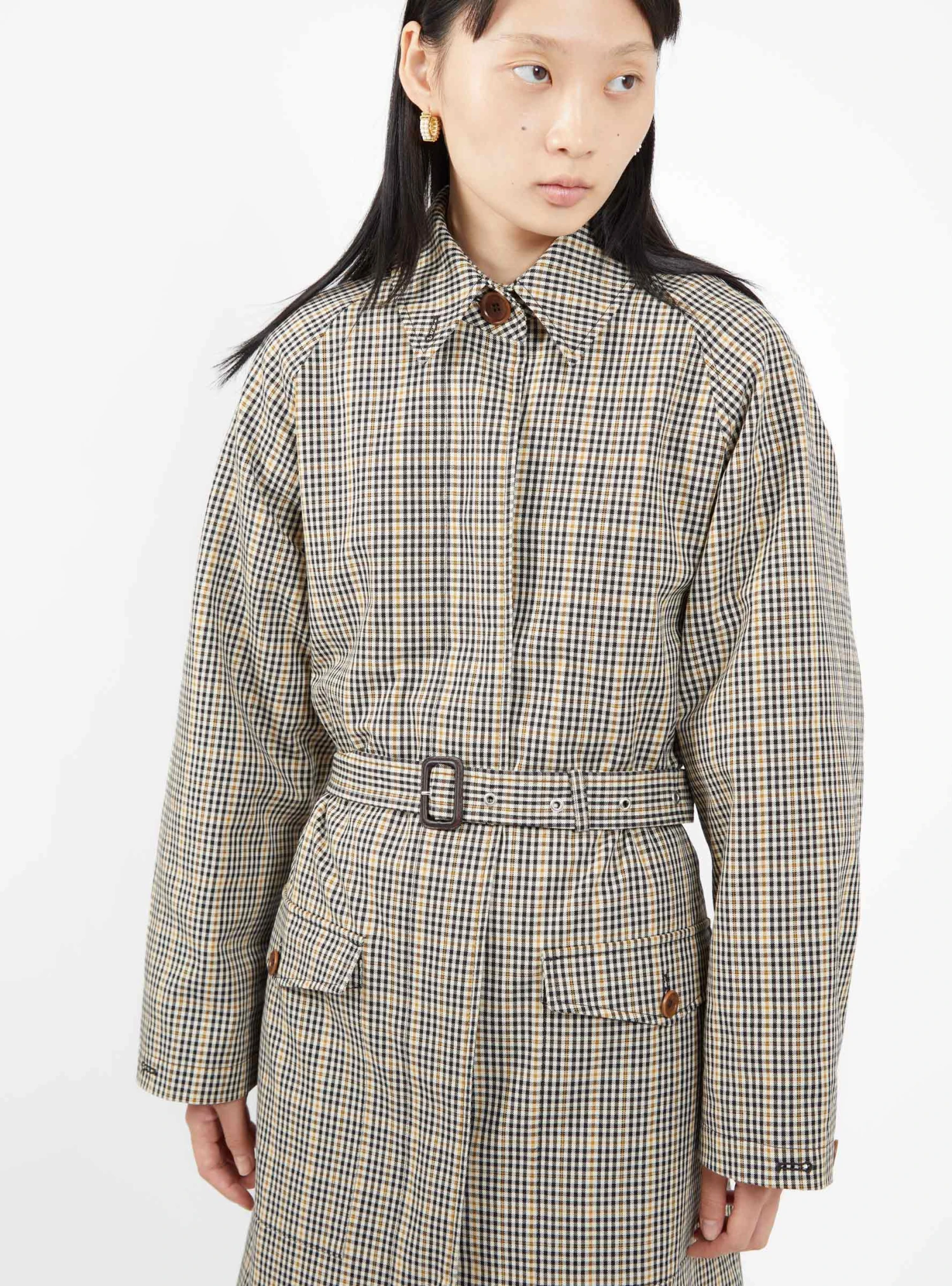 Weather Trench Coat Beige Checks - Image 2