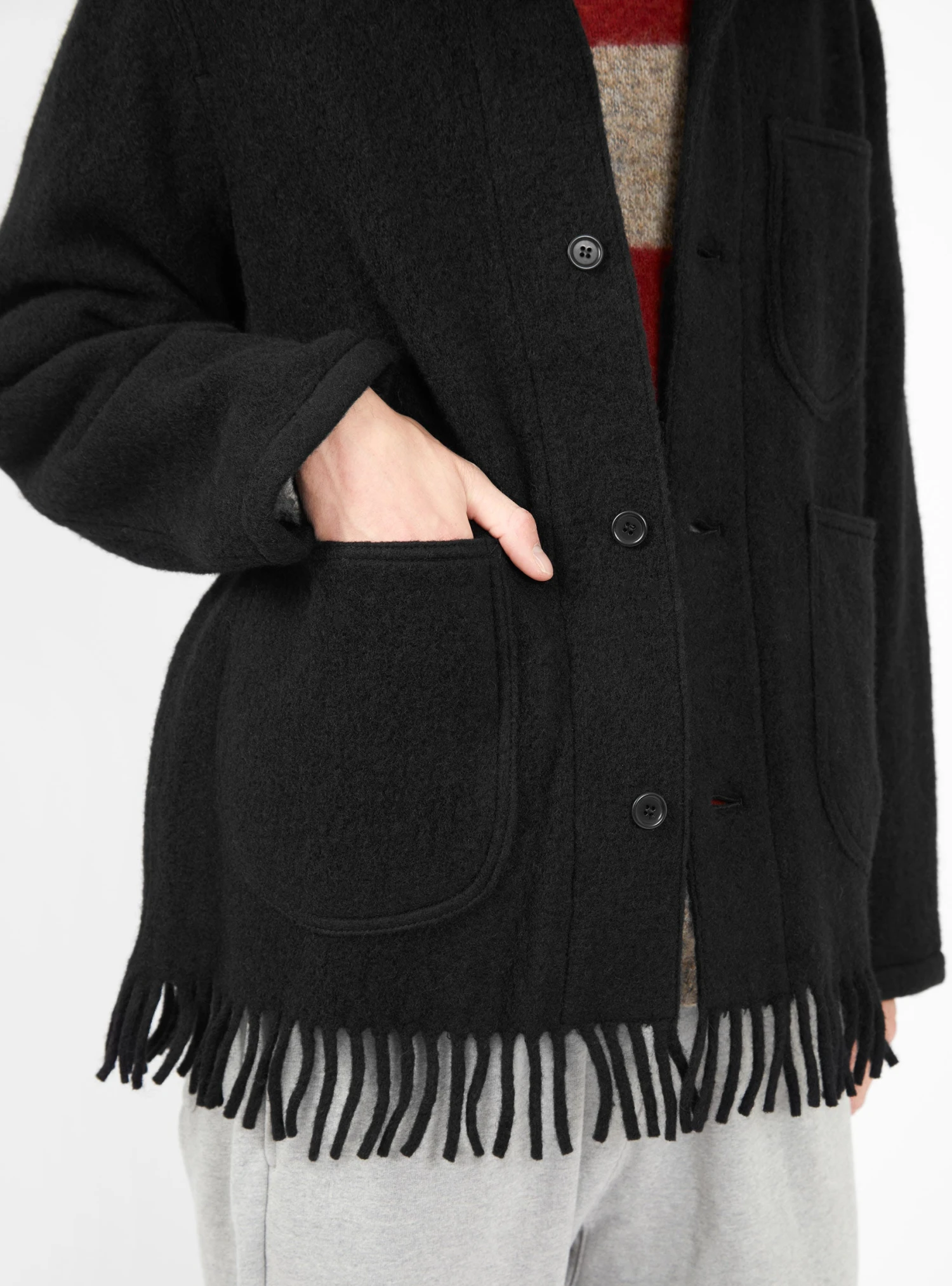 Labour Chore Fringed Jacket Black - Image 5