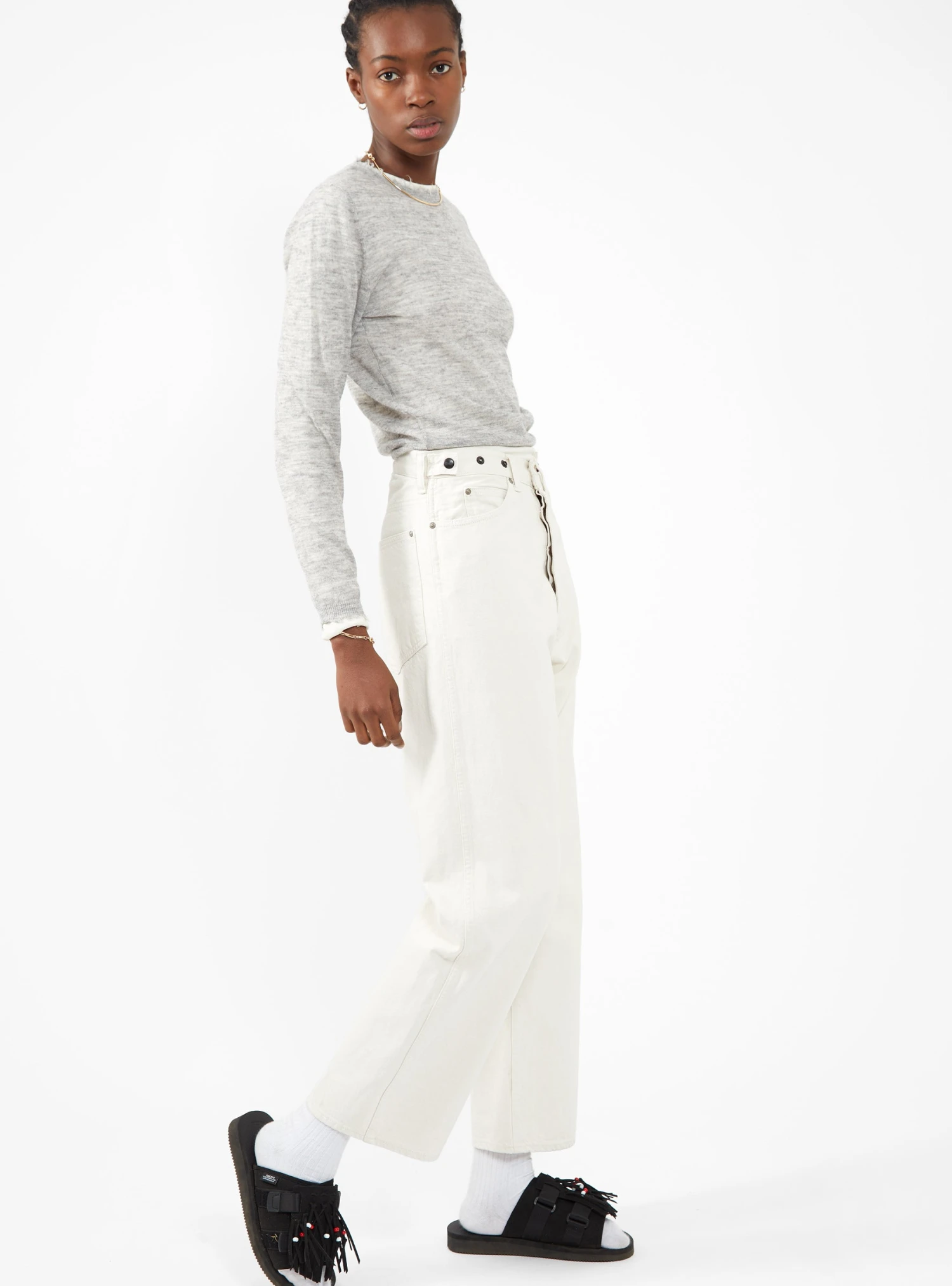 Wide High-Rise Jeans White - Image 2