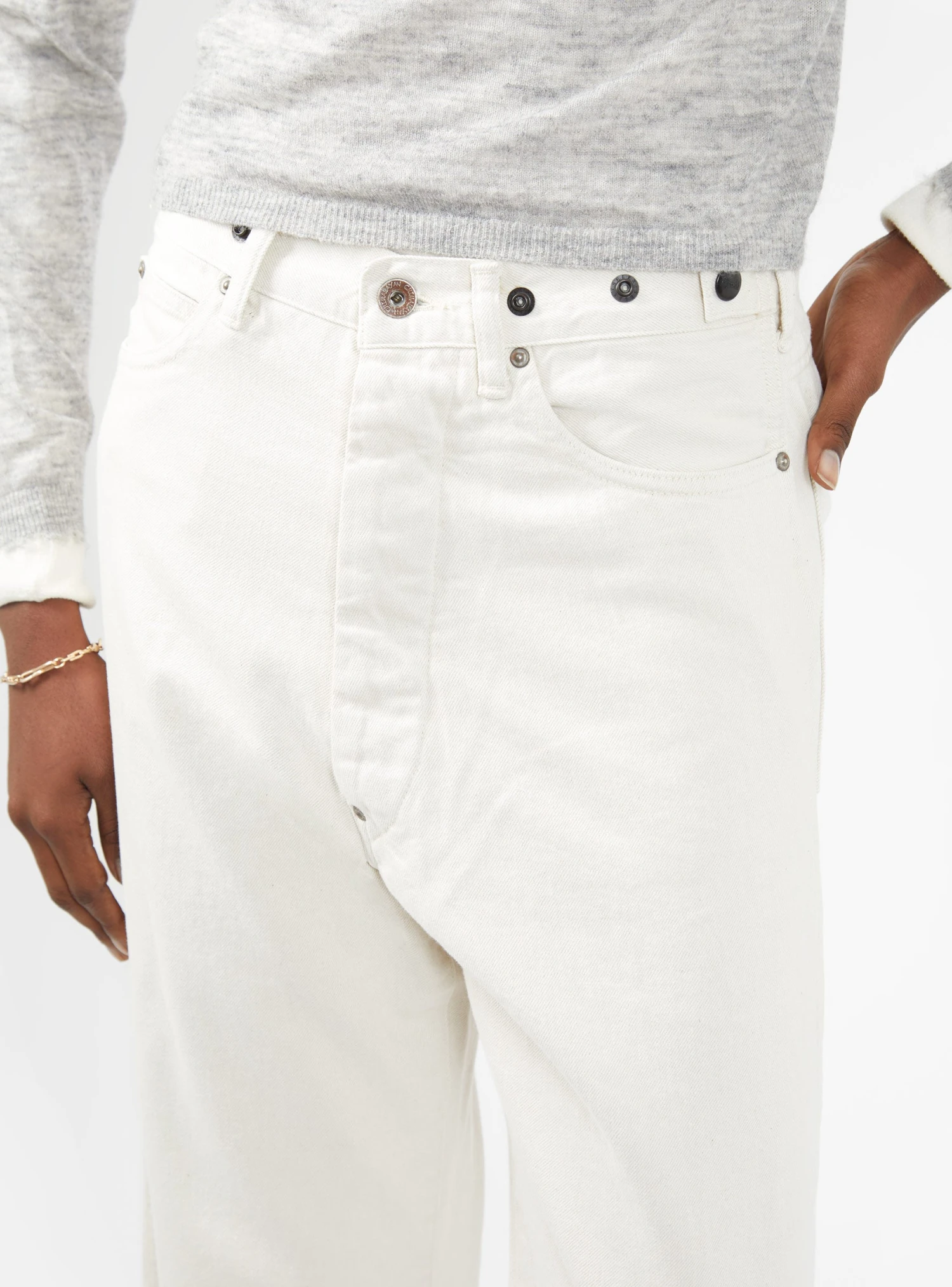 Wide High-Rise Jeans White - Image 3