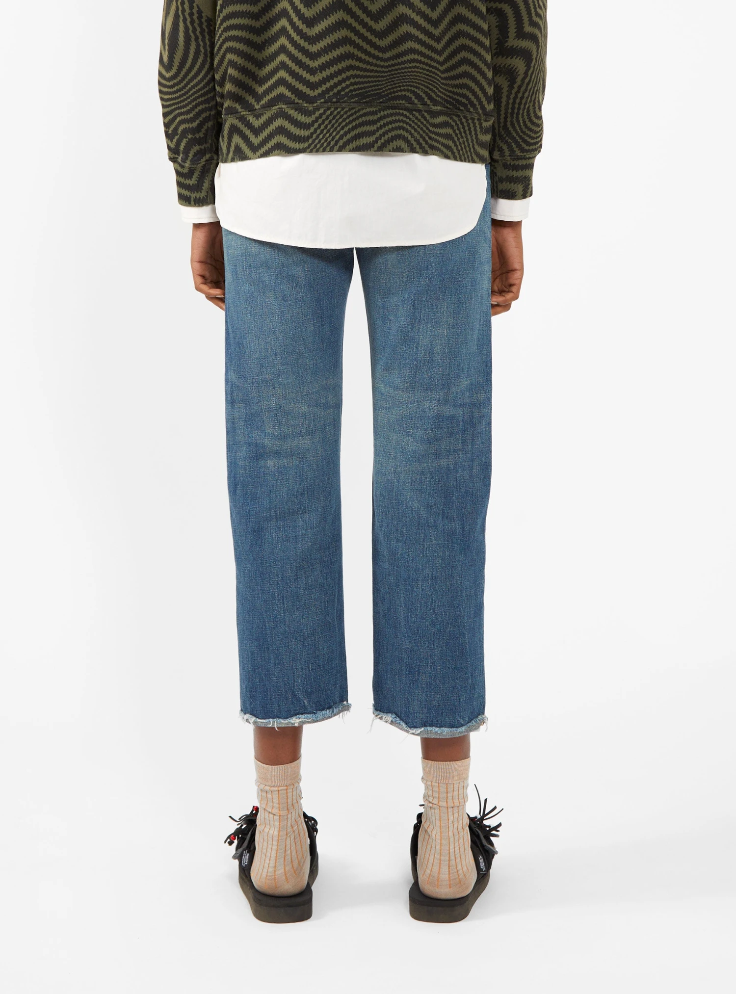 Raw-Hem Selvedge Denim Jeans Blue - Image 4