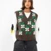 Heidi Knit Vest Grey Floral