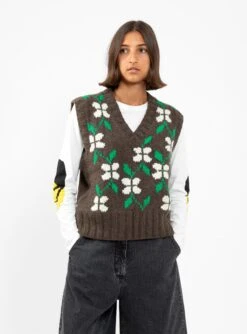 Heidi Knit Vest Grey Floral