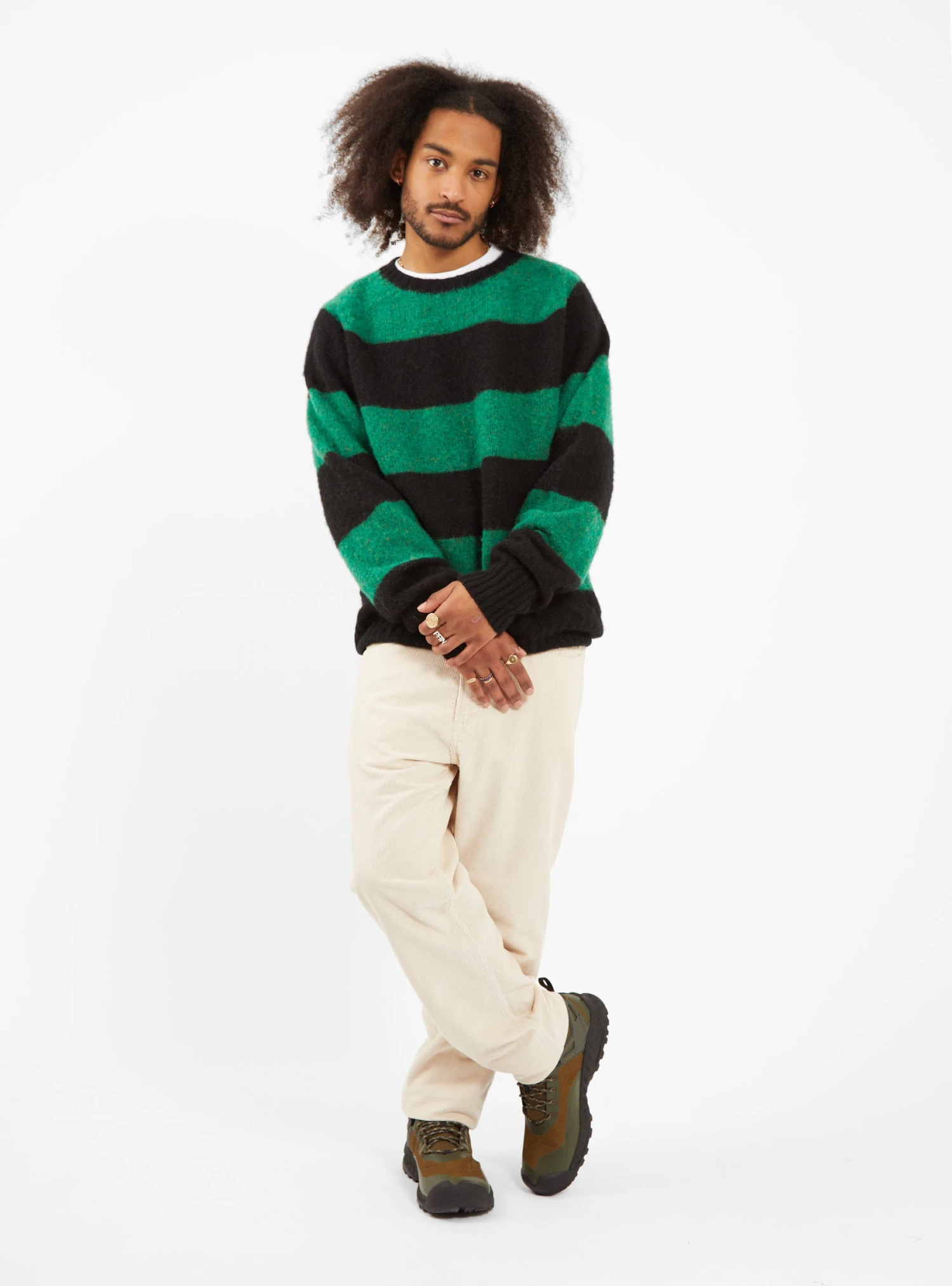Suedehead Sweater Black & Green Stripe - Image 4