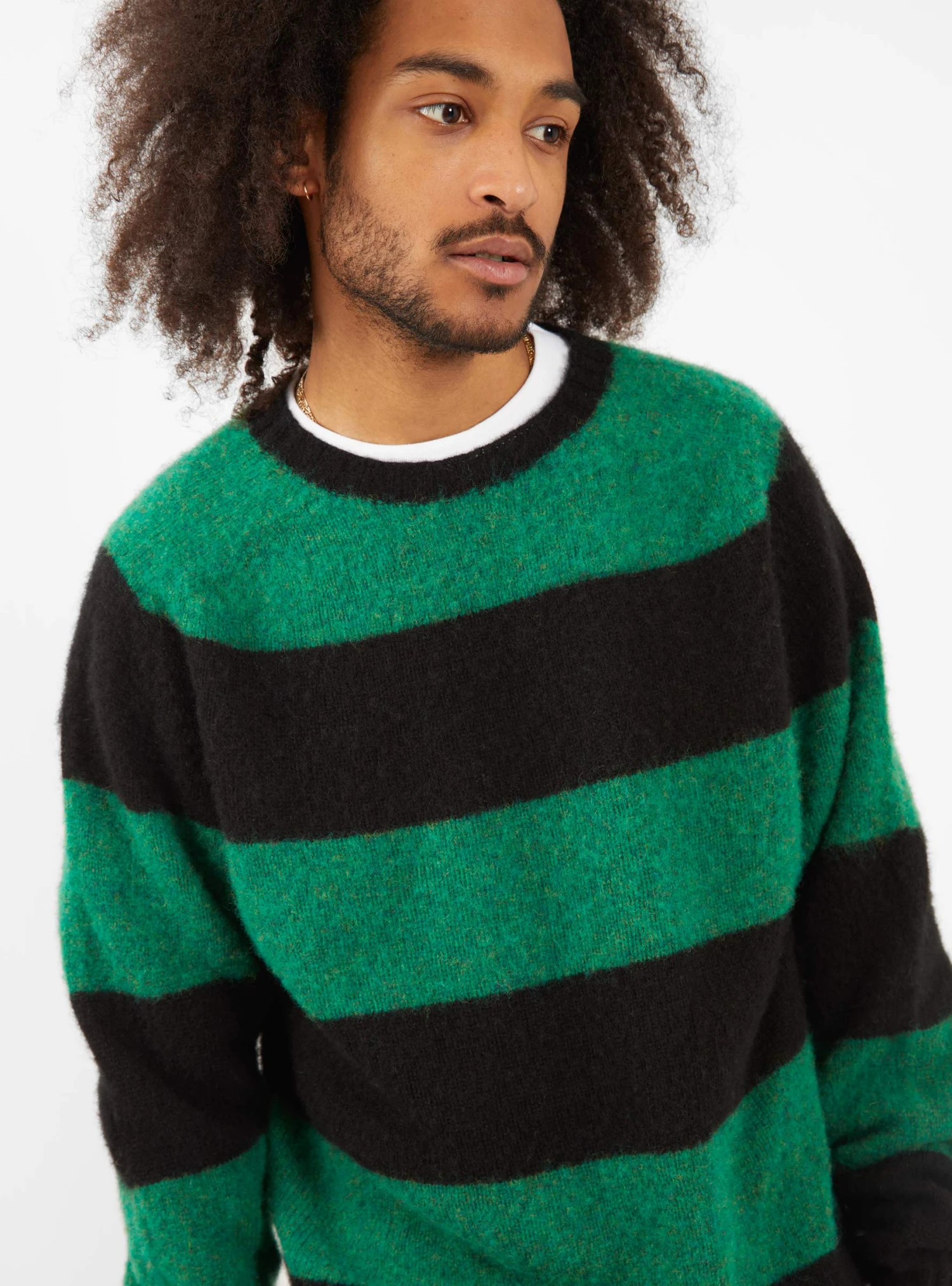 Suedehead Sweater Black & Green Stripe - Image 5