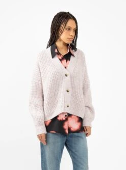 Waffle Cardigan Mauve