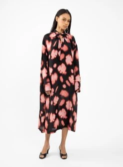 Diana Dress Coral Leaves