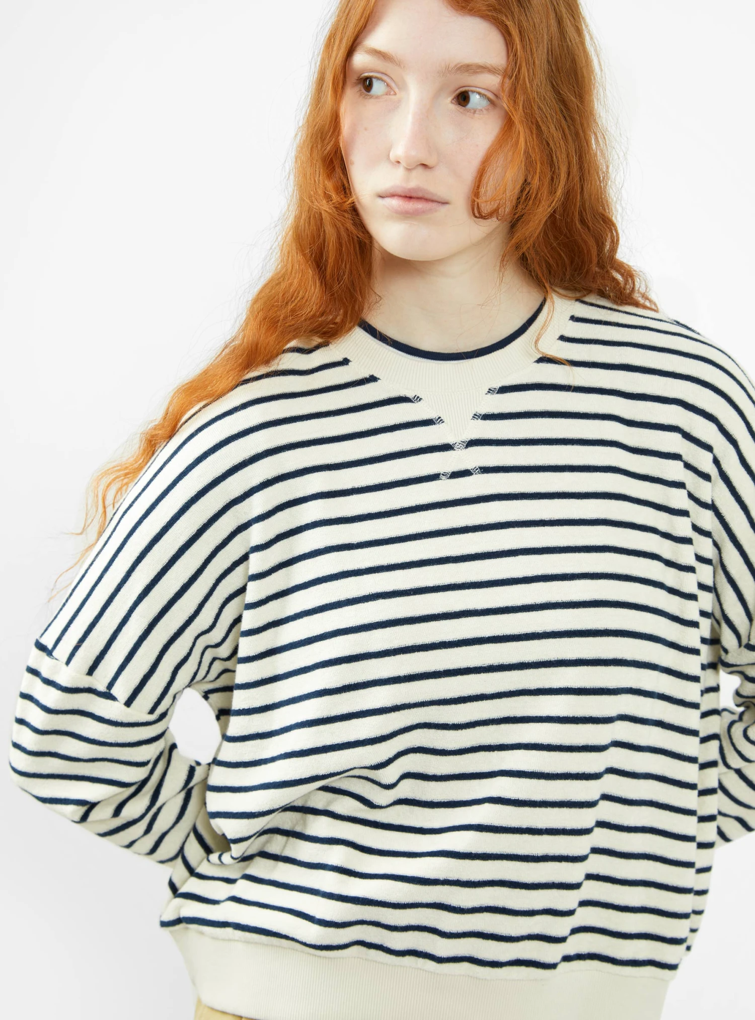 Almost Grown Sweatshirt Ecru & Navy Stripe - Image 3