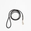 Rolled Leather Dog Leash Black & Silver