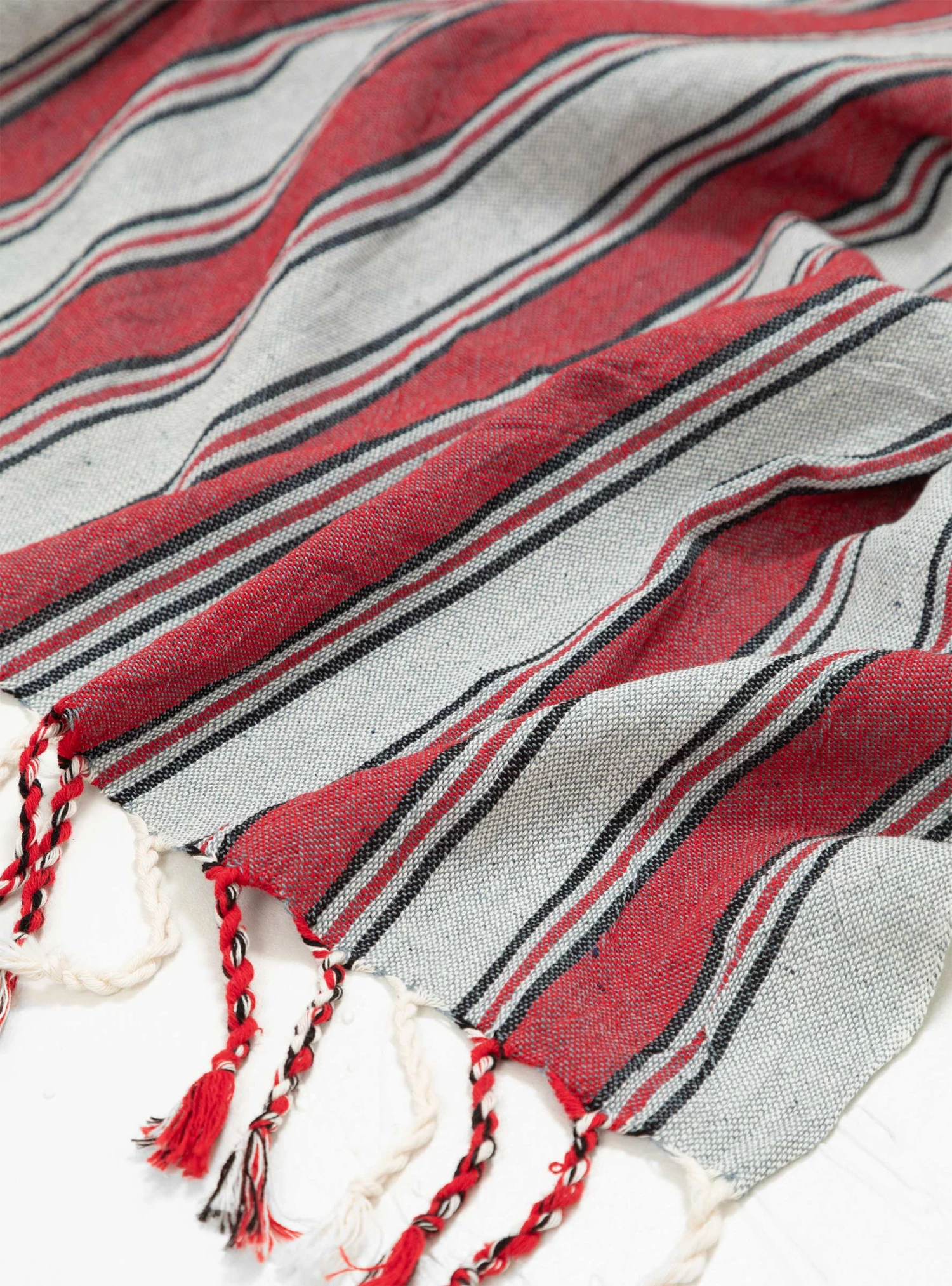 Terra Cotton & Linen Towel Red & Grey - Image 2
