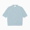 Silk-Blend Knit Polo Shirt Sax Blue