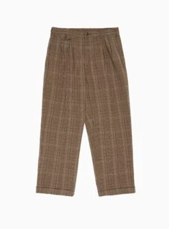2 Pleats Trousers Brown Check