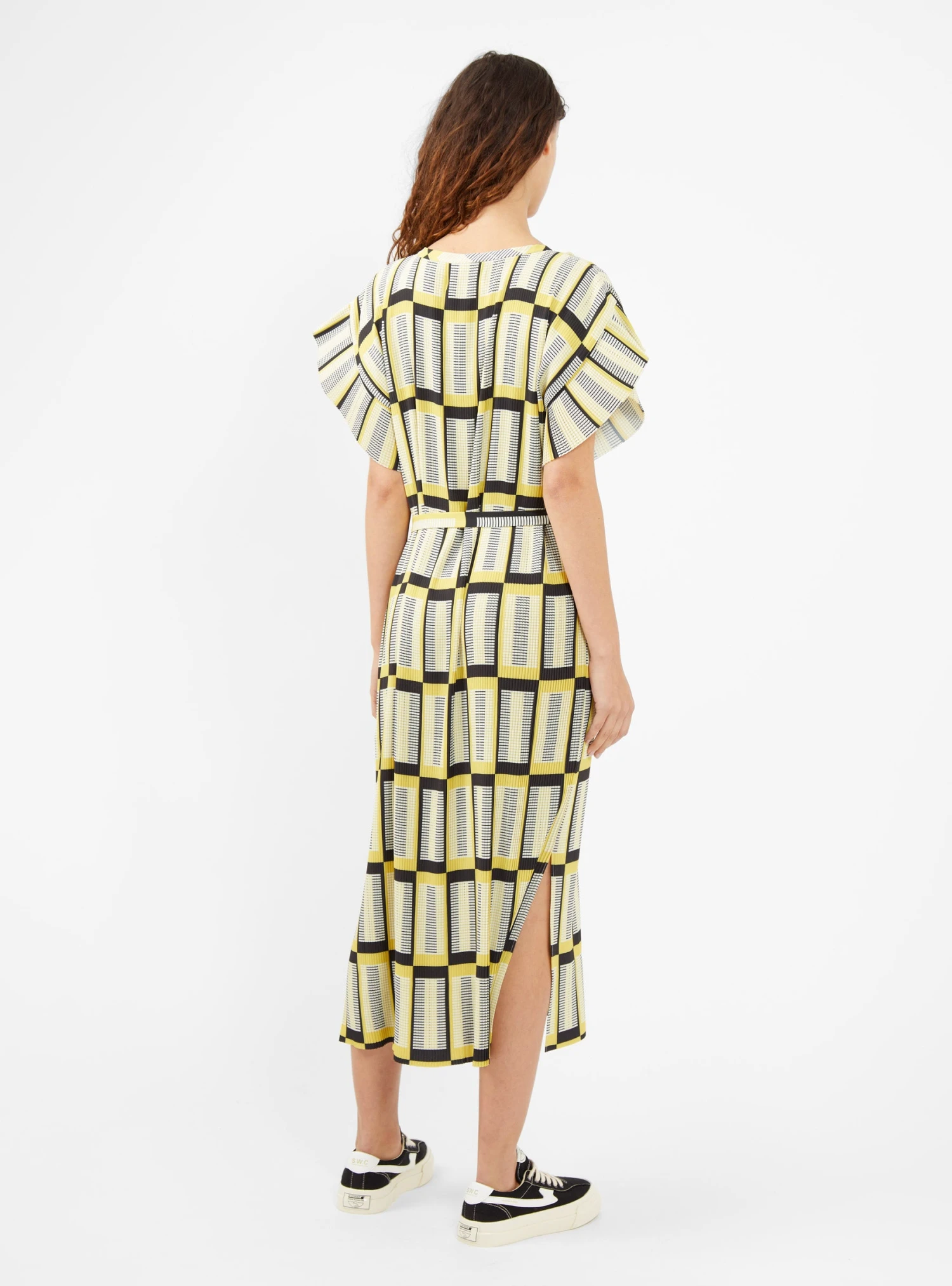 Henrik Vibskov Pina Plissé Dress Yellow & Black Check - Image 4
