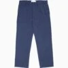 Pleated Herringbone Trousers Navy