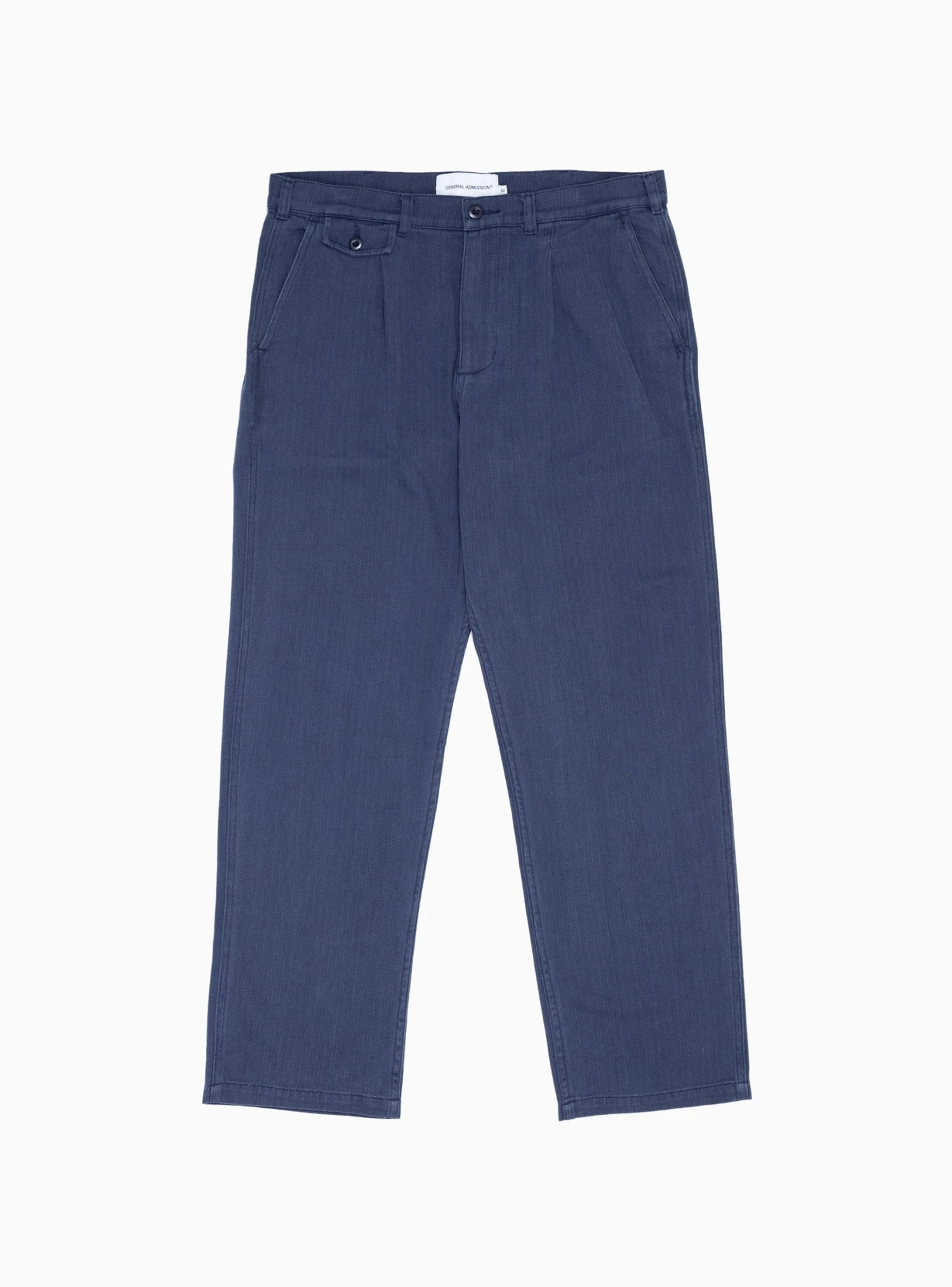 Pleated Herringbone Trousers Navy