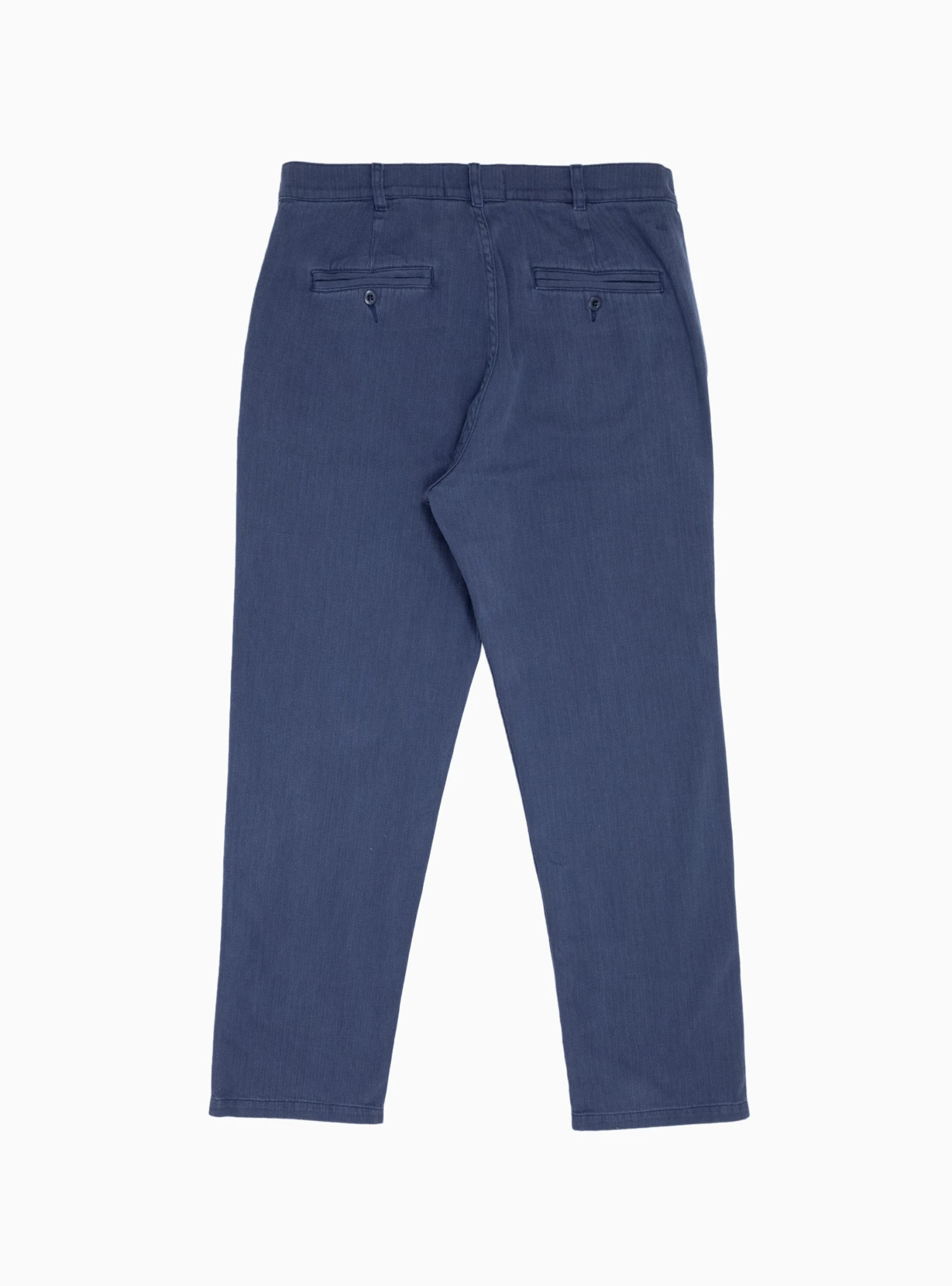 Pleated Herringbone Trousers Navy - Image 6