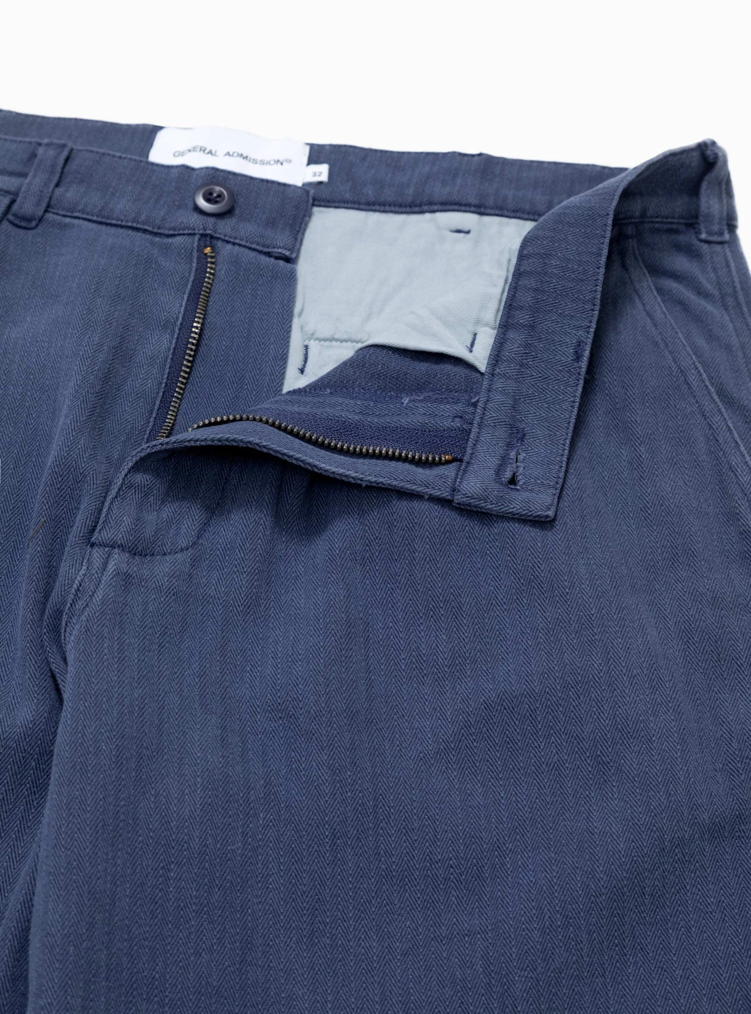 Pleated Herringbone Trousers Navy - Image 5