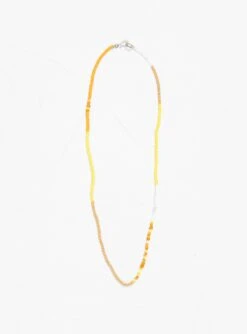 Long Venetian Glass Bead Necklace Orange & Yellow