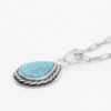 10 Cent Turquoise Teardrop Pendant Necklace Silver