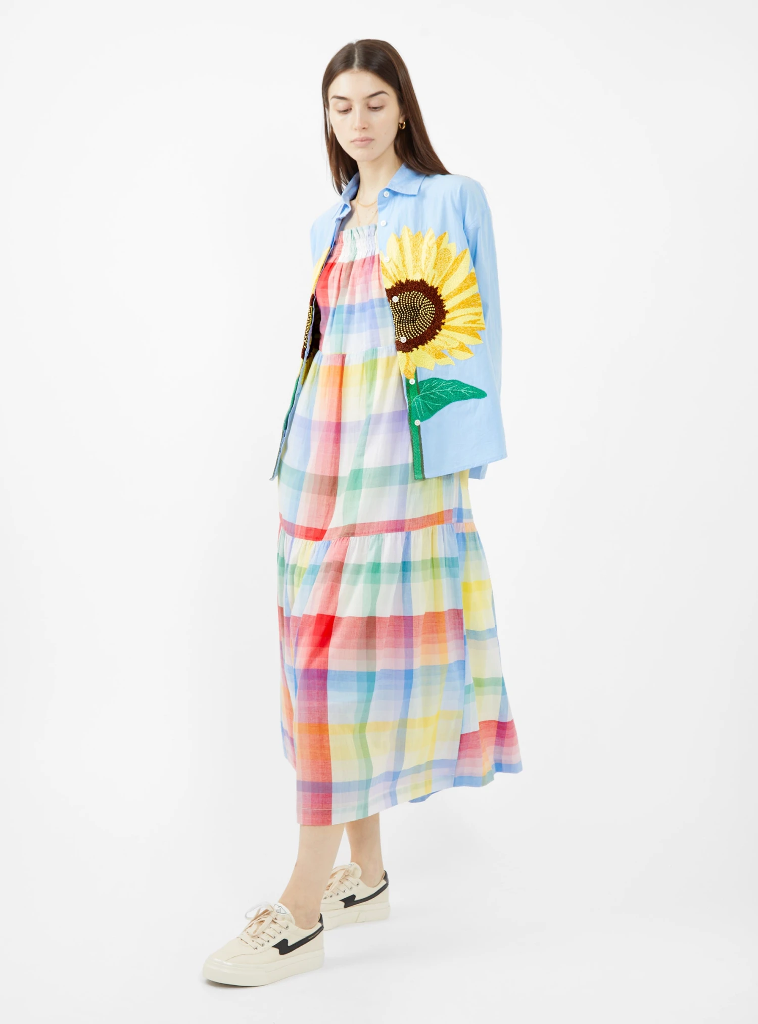 Alma Hand Embroidered Cotton Shirt Blue - Image 2