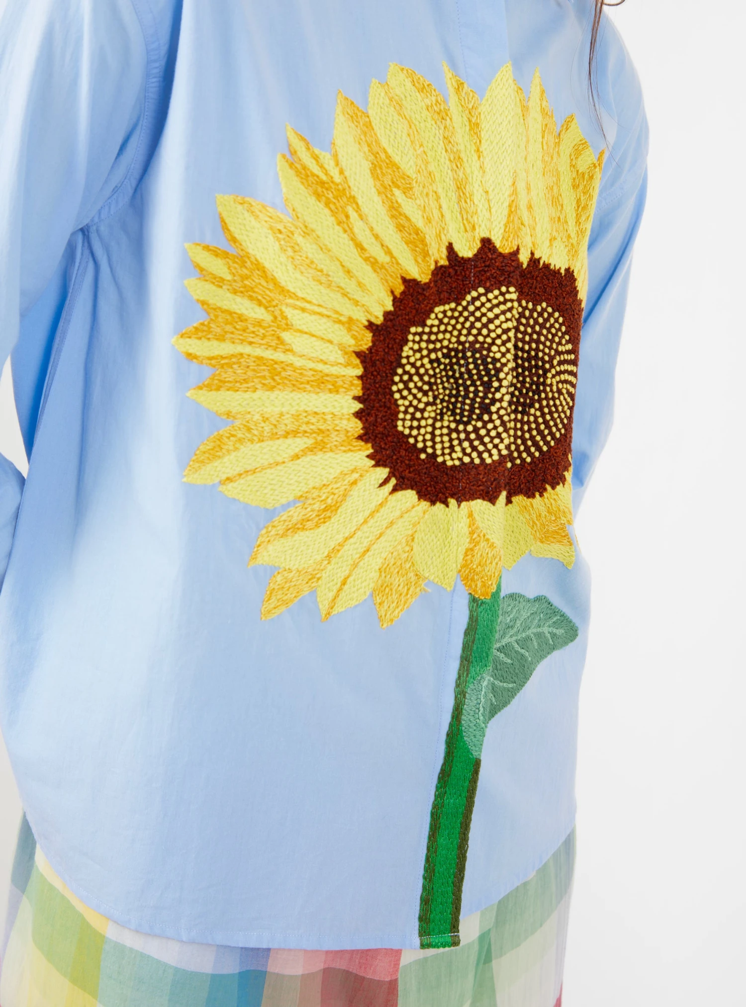 Alma Hand Embroidered Cotton Shirt Blue - Image 3