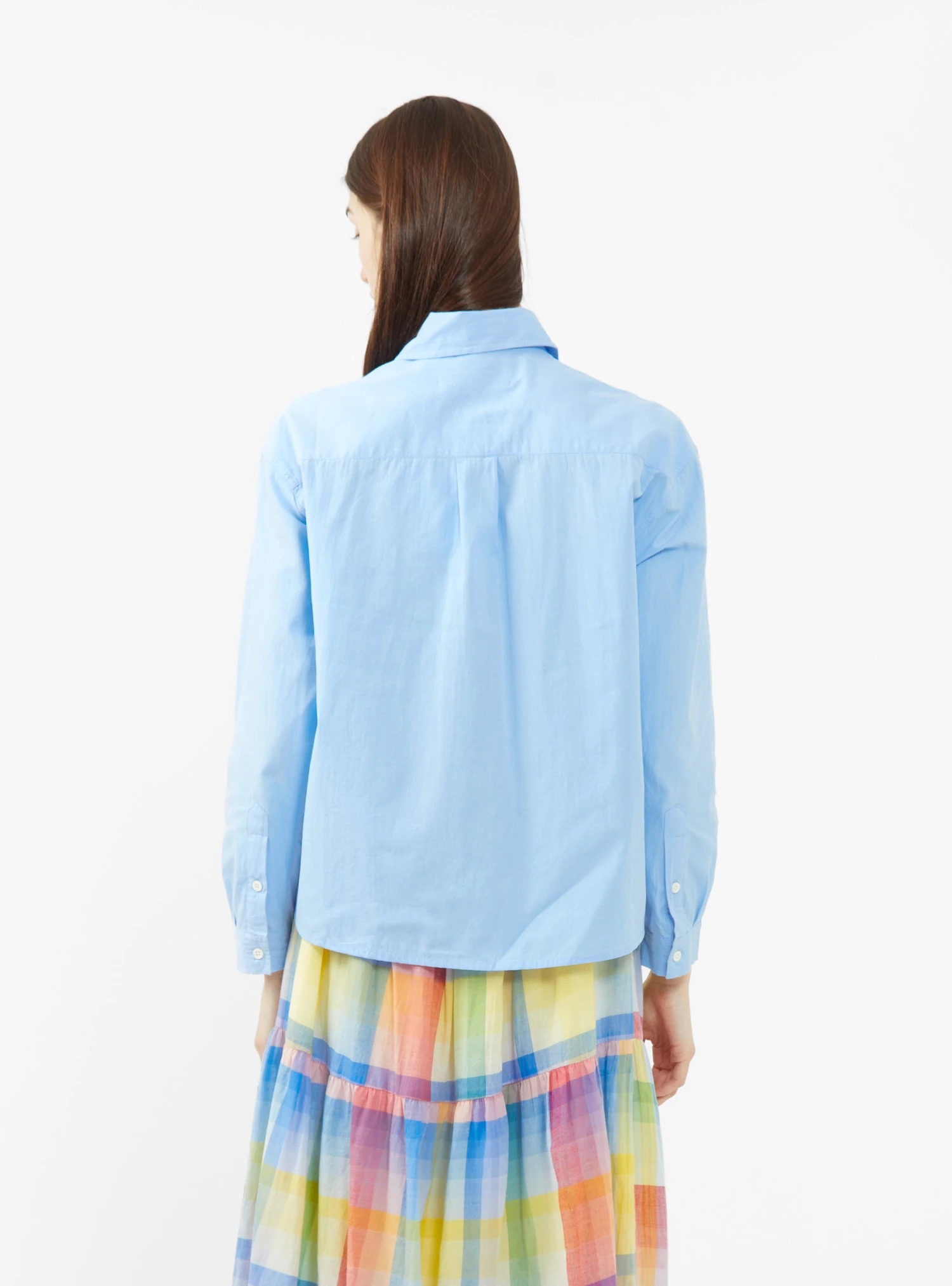 Alma Hand Embroidered Cotton Shirt Blue - Image 4