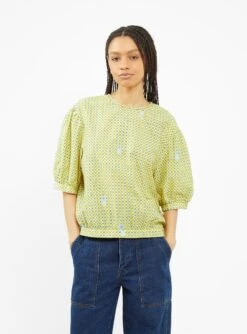 Cross Flower Top Yellow