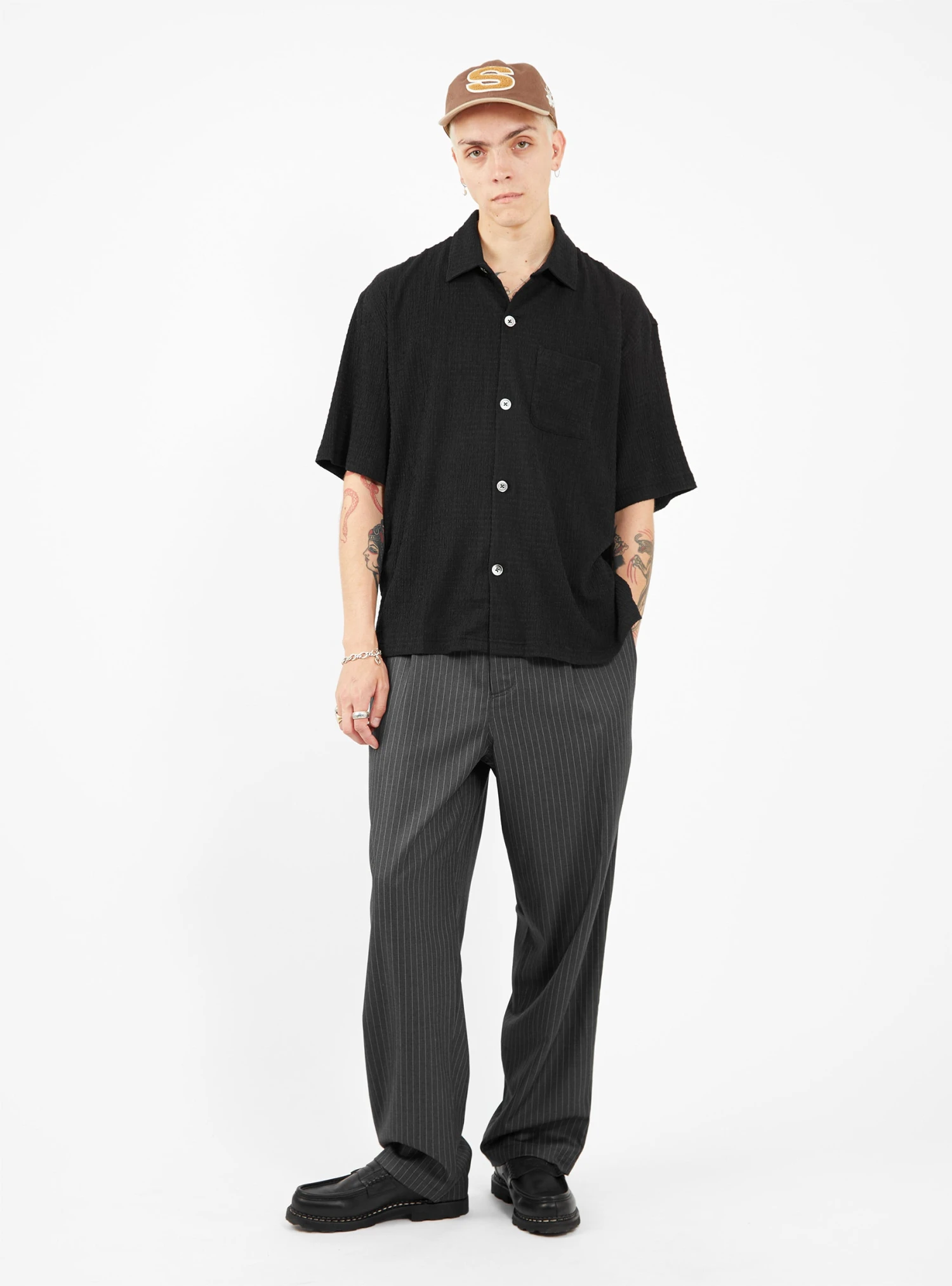 Stüssy Volume Pleated Trousers Grey Stripe - Image 2