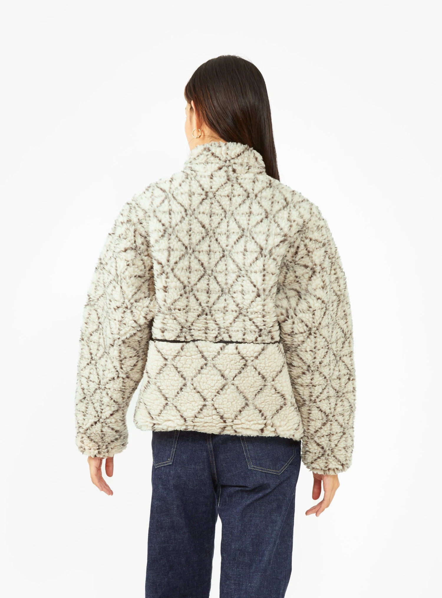 Do-Gi Sashiko Boa Fleece Reversible Jacket Ecru - Image 2