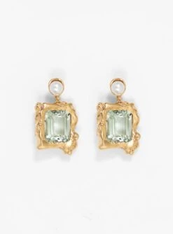 Cornice Green Amethyst Gold-Plated Bronze Drop Earrings