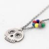 Regular Skull & Beads Pendant Necklace Silver