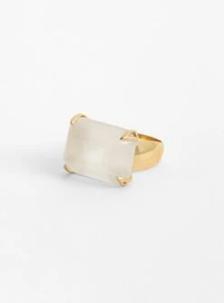 Wide Quartz Ring Gold