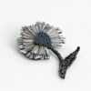 Ruffle Flower Brooch Black