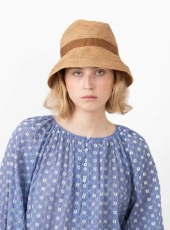 Boxed Hat Paper Abaca Bronze Gold X Orange Brown