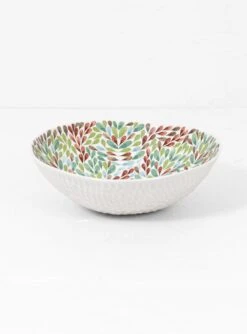 Green Brown Blue Leaves Bowl N75