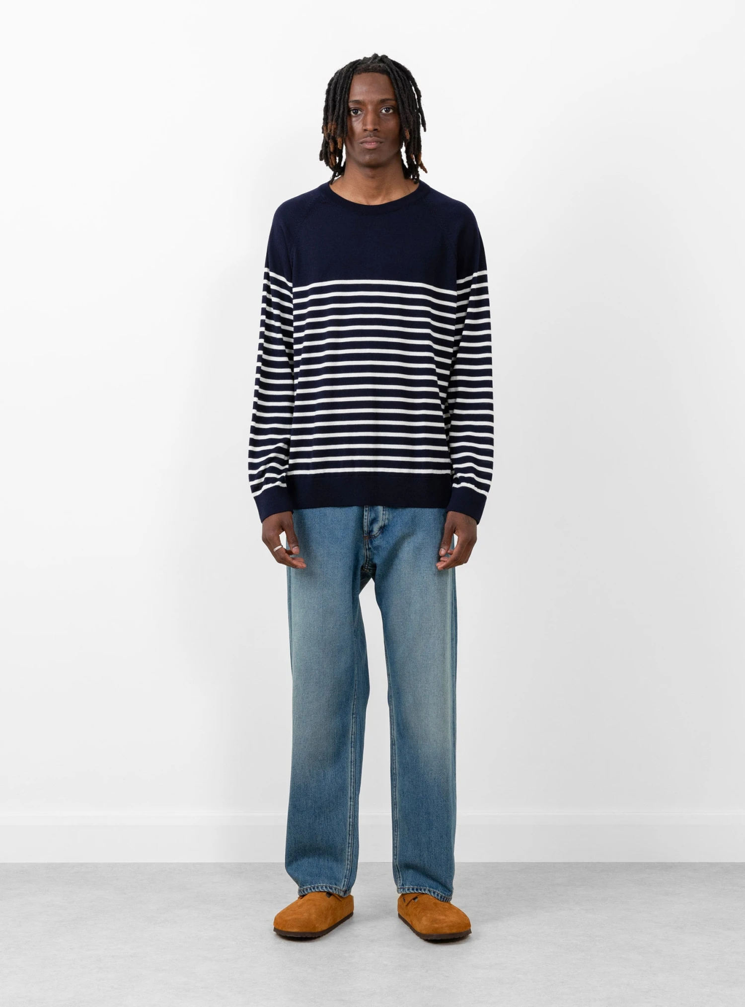 Suedehead Crewneck Knit Navy & Ecru - Image 2