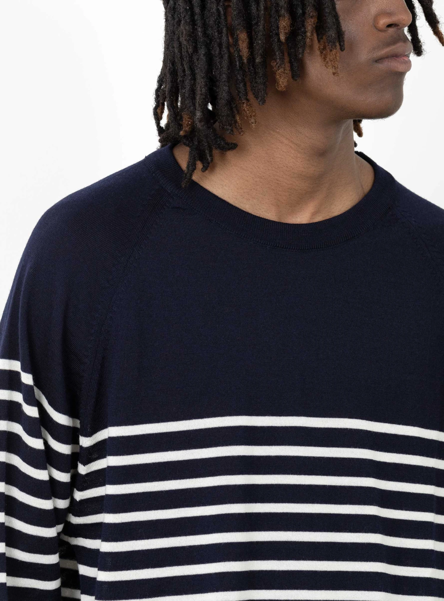 Suedehead Crewneck Knit Navy & Ecru - Image 6