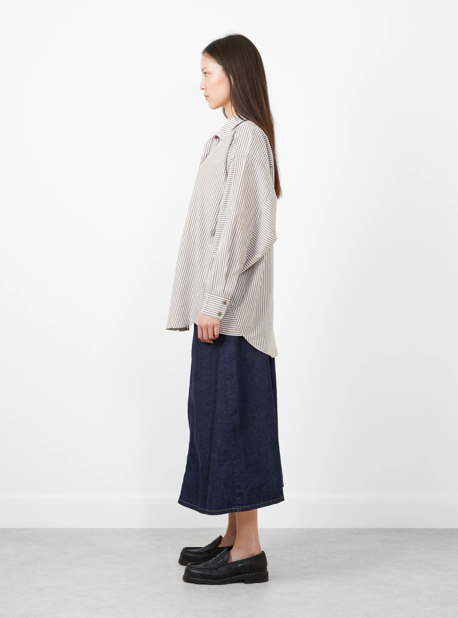 Kaarina Dolman Button Down Shirt Sand White Stripes - Image 2