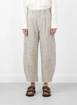 Bari Crop Trousers Cream Pin Stripe
