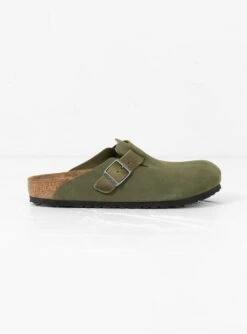 Birkenstock Boston Suede & Oiled Leather Sandal Thyme