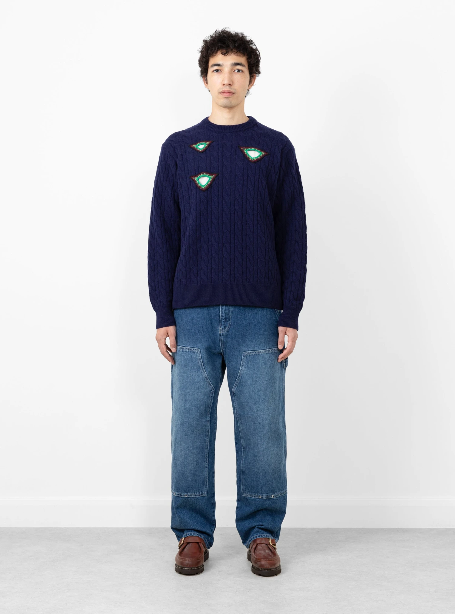 Cable Knit Pullover Navy - Image 2
