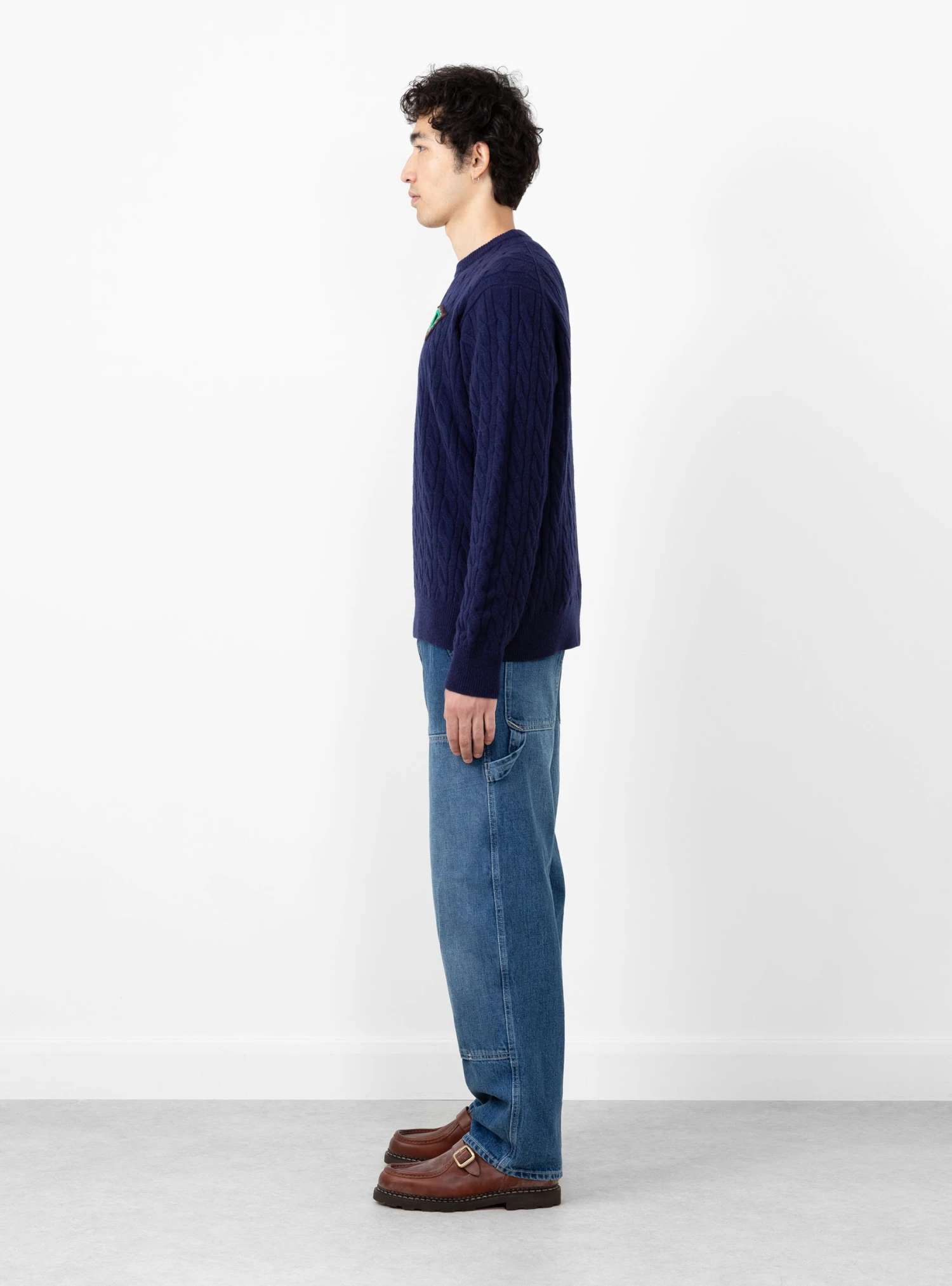 Cable Knit Pullover Navy - Image 5