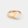 Gold Plated Ring With Triangular Stone Milky White