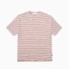 Striped Slub T-shirt Natural & Burgundy