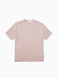 Striped Slub T-shirt Natural & Burgundy